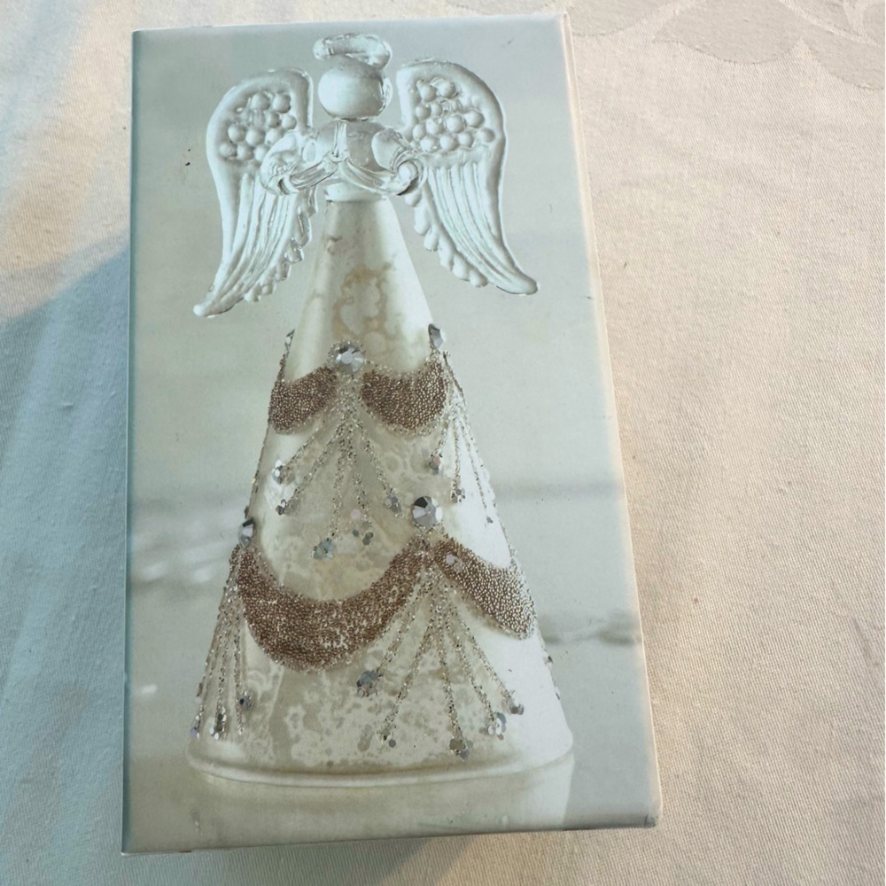 Angel Statue Still In Box Delicate Crystal w/Gold Accents